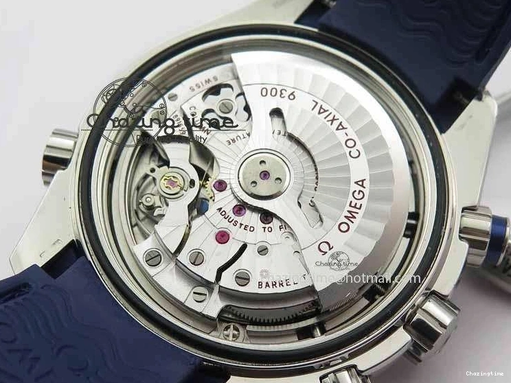 0508 Chic Planet Ocean Master Chrono 45mm SS OM 1:1 Best Edition Blue Dial On Blue Rubber Strap A 8172